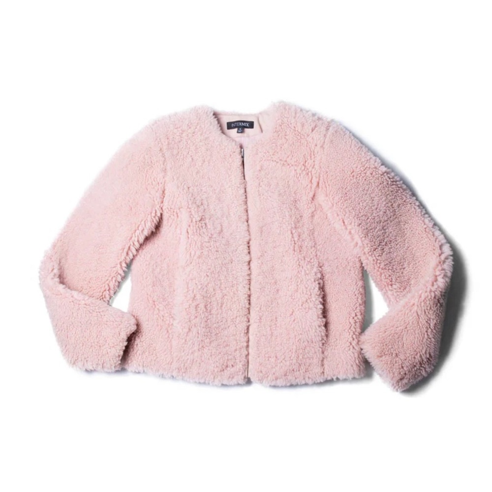 Intermix Pink Lamb Shearling Jacket, Size Small - image 1